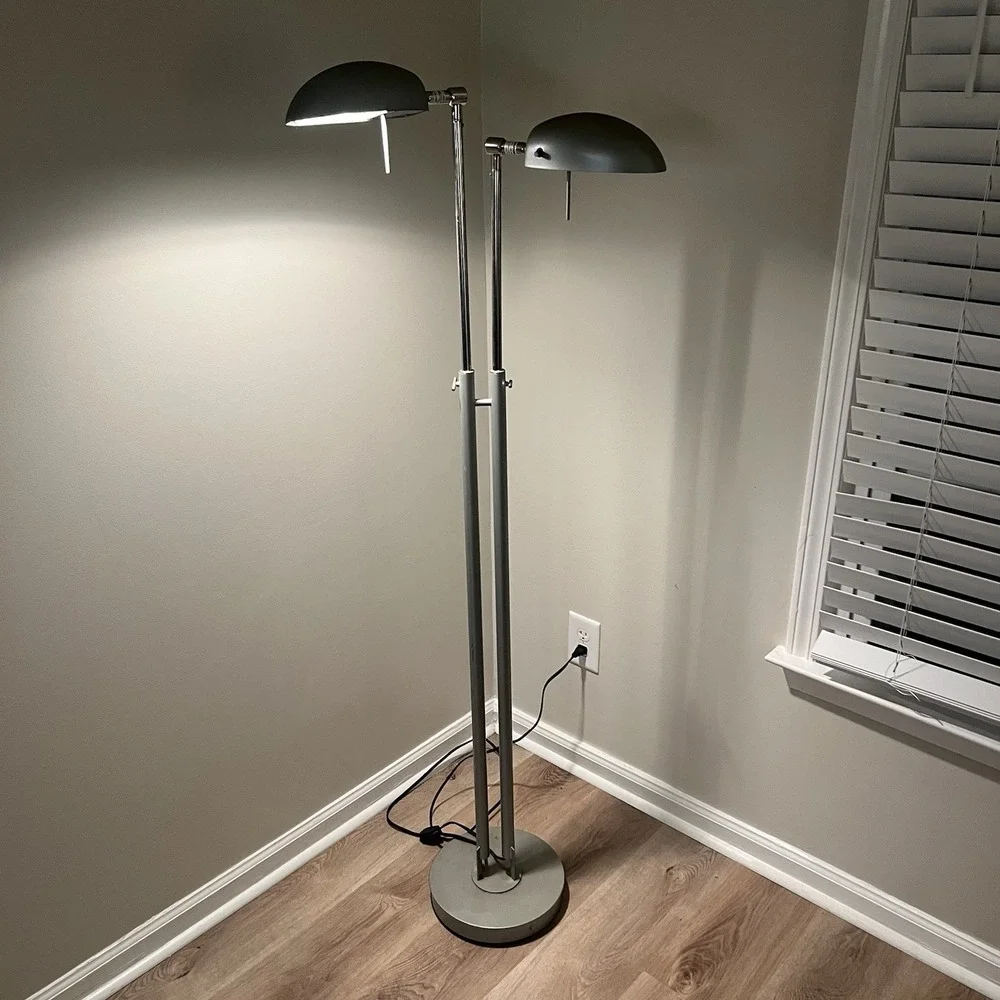 IKEA Jelkin Silver 2 Head Swivel Adjustable Halogen Floor Lamp, Working, Vintage